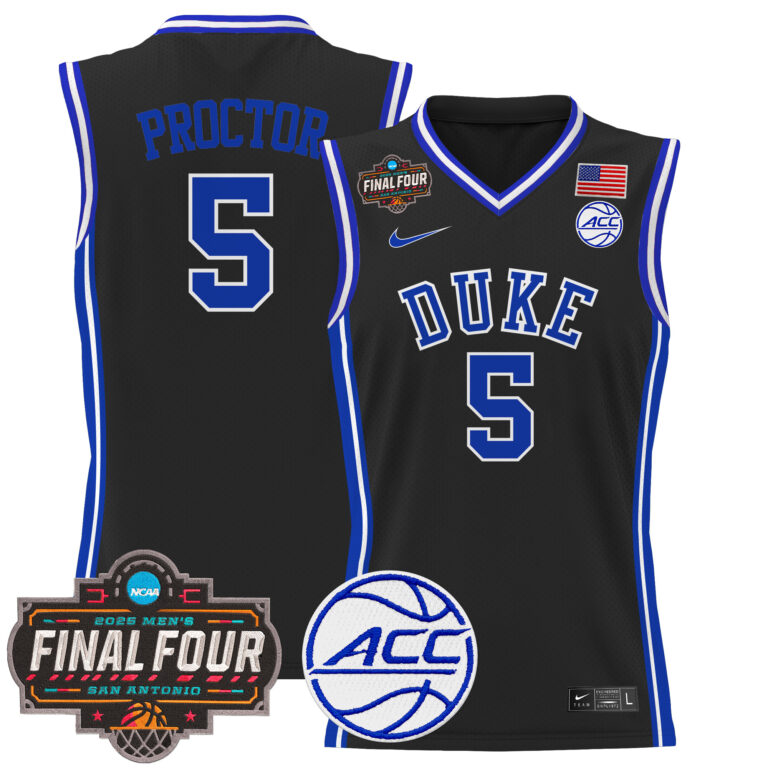 Men Duke Blue Devils #5 Proctor black 2025 Final Four Patch NCAA Jersey->ncaa teams->NCAA Jersey